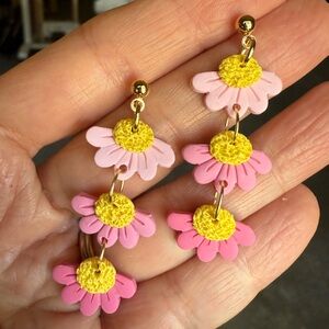 Handmade flower stack earrings